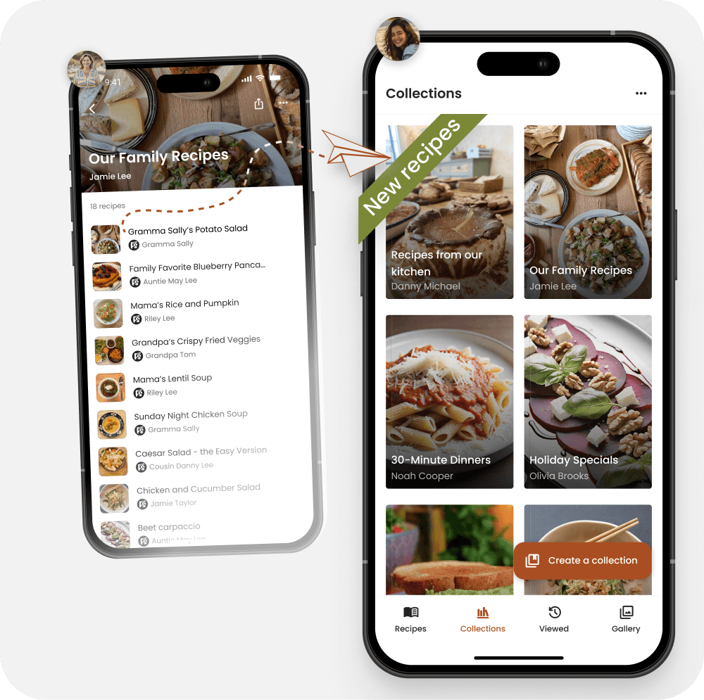A collections screen flagging newly added recipes